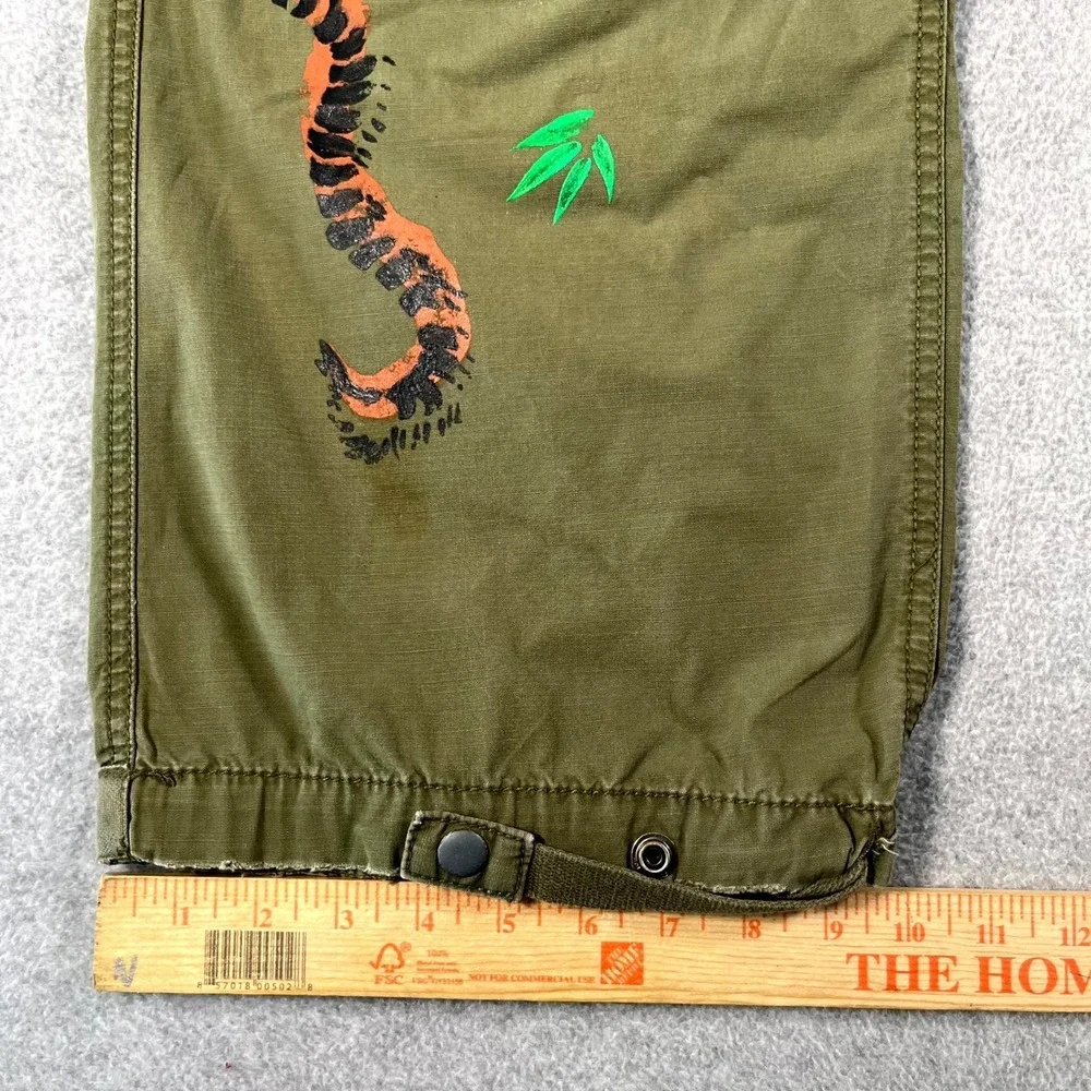 Vintage Polo Ralph Lauren Paratrooper Pants Hand Painted Tiger Japanese Kanji
